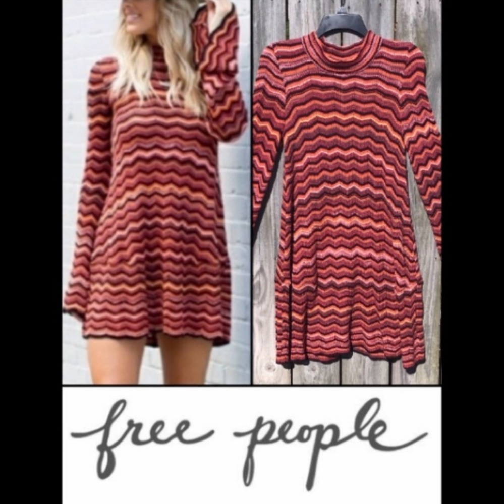 Free People Ziggy Chevron Bell Sleeve Dresd